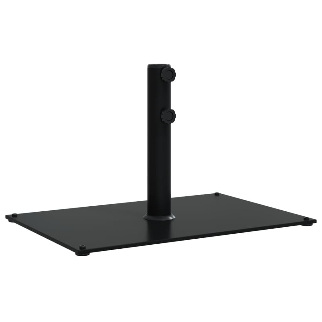 vidaXL Parasol Base - 55.1 lbs Adjustable Black Steel Rectangular Umbrella Stand with Double Knob & 4 Foot Pads for 1.3"/1.5"/1.9" Poles