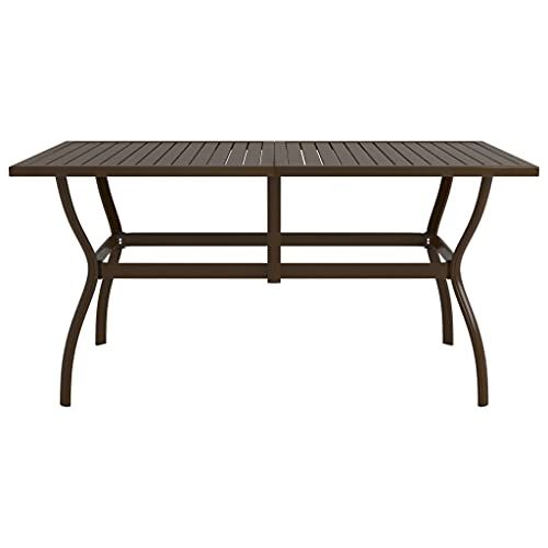 vidaXL Patio Table, Patio Table, Garden Table, Garden Furniture for Front Porch Deck Lawn Backyard Balcony Terrace, Industrial, Steel Brown