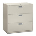 Hon 600 Series Standard Lateral Files W/Locks-3 Drawer Lateral File W/Lock, 42"X19-1/4"X40-7/8", Gray