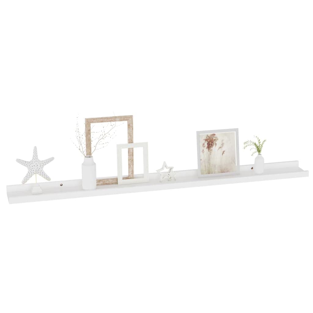 vidaXL White Floating Wall Shelves (4 pcs), MDF Construction, Easy Assembly, 39.4"x3.5"x1.2" - Versatile Storage Solution for Books, Collectables and More.