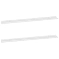 vidaXL Wall-Mounted High Gloss White MDF Shelves, Modern Style Home Decor Storage, 45.3x3.5x1.2, Set of 2
