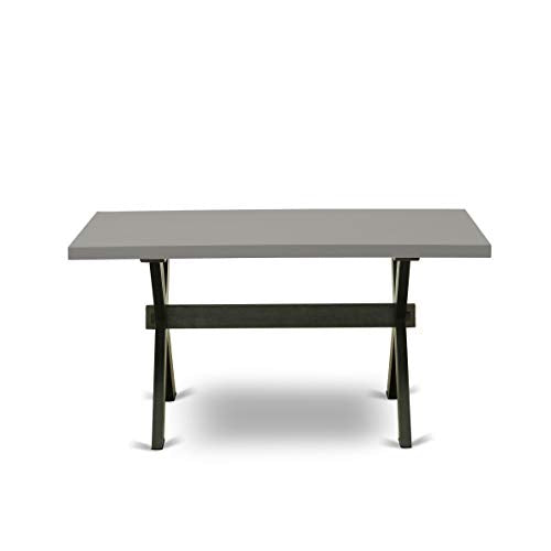 East West Furniture X697Ga650-7 7 Piece Dining Room Furniture Set Consist Of A Rectangle Dining Table With X-Legs And 6 Dark Gotham Linen Fabric Parson Chairs, 40X72 Inch, Multi-Color
