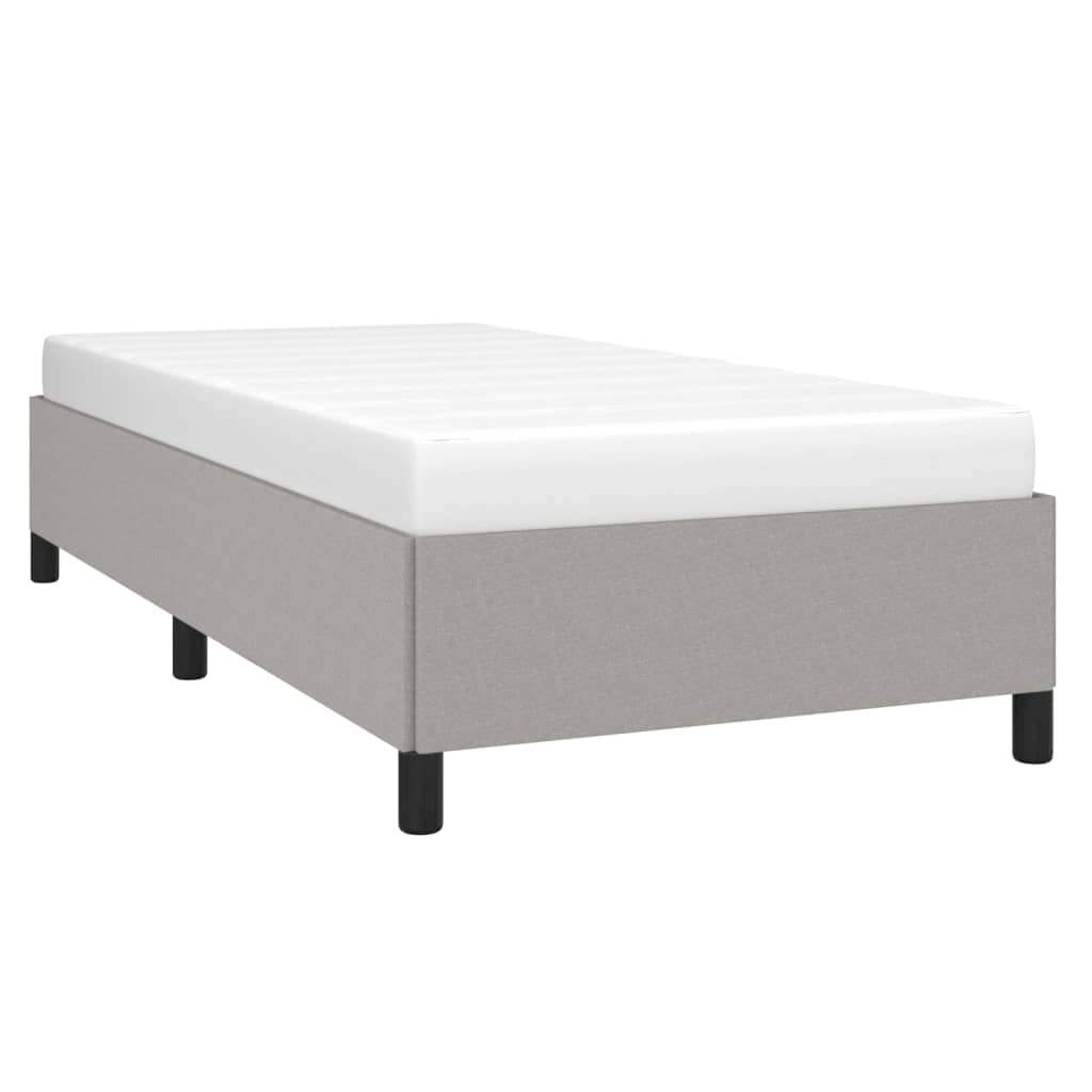 vidaXL Twin XL Size Bed Frame with Plywood Slats, Platform Bed Frame, Fabric Upholstered Mattress Foundation, No Box Spring Needed & Easy Assembly, Light Gray, Without Mattress