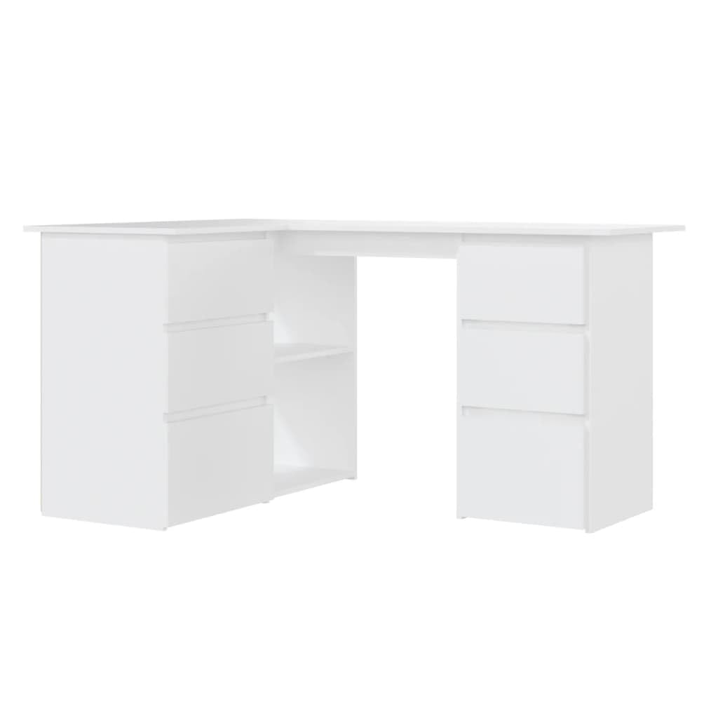 vidaXL Corner Desk White 57.1"x39.4"x29.9" Chipboard