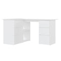 vidaXL Corner Desk White 57.1"x39.4"x29.9" Chipboard