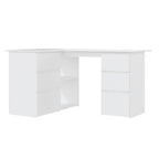 vidaXL Corner Desk White 57.1"x39.4"x29.9" Chipboard