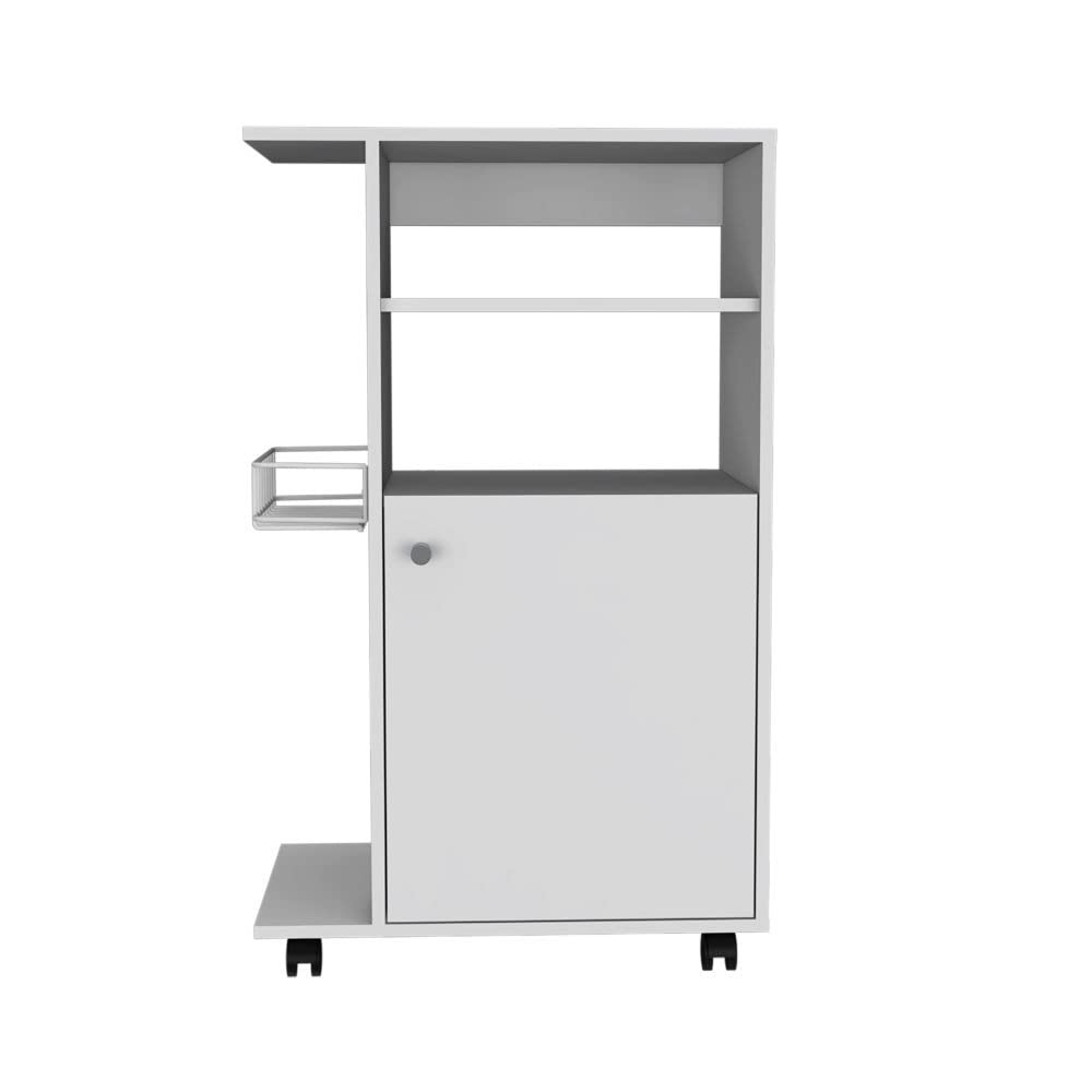 HomeRoots Contemporary White Rolling Kitchen Cart