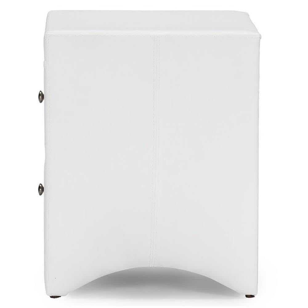 Baxton Studio Dorian Faux Leather Upholstered Modern Nightstand, White