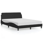 vidaXL Elegant Double Bed Frame with Headboard - Black Faux Leather/Metal/Pine Wood Bedroom Furniture, 81.9"x55.9", Supports and Plywood Slats
