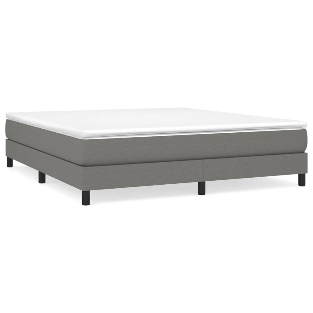 vidaXL California King Size Box-Spring Bed with Mattress - Dark Gray Fabric Design, Plywood and Engineered Wood Material, Modern Styling, and Maximum Restful Comfort.
