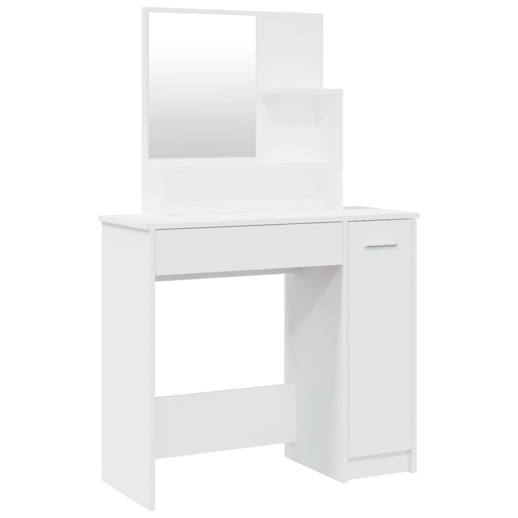 vidaXL Dressing Table with Mirror White 34.1&quot;x13.8&quot;x53.5&quot;