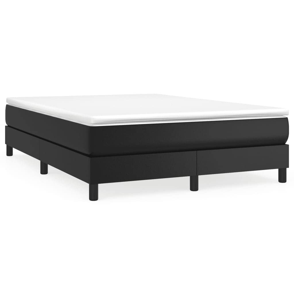 vidaXL Queen Size Box Spring Bed Frame in Black Faux Leather - Modern Design Durable Double Bed Frame Perfect for Any Bedroom