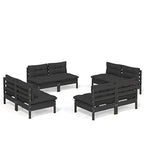 vidaXL Solid Pinewood Patio Lounge Set 8 Piece with Anthracite Cushions Garden Outdoor Lawn Yard Terrace Balcony Wooden Seat Seating Furniture