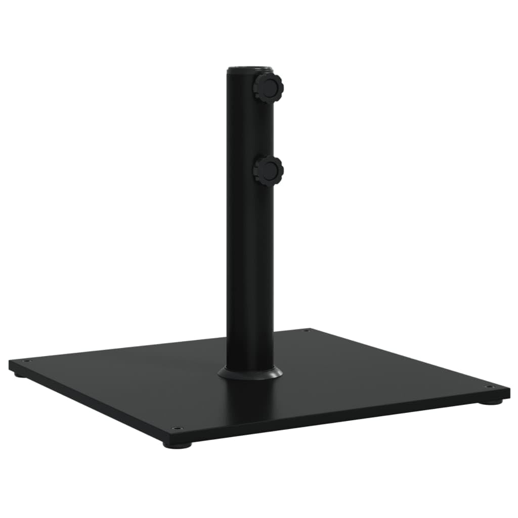 vidaXL Square Parasol Base - 37.5 lb, Black Steel - Fits Ø1.3/1.5"/1.9" Poles - 16.9"x16.9"x15" - Double Knob