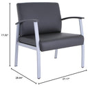 Lorell Big & Tall Chair, 34.3" x 30.9" x 19.1", Black, Silver, Powder Coated Silver