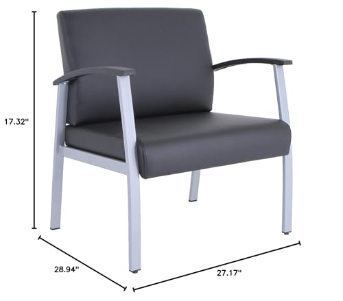 Lorell Big & Tall Chair, 34.3" x 30.9" x 19.1", Black, Silver, Powder Coated Silver