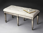 HomeRoots Poplar Wood Solids, MDF, Glass, Cotton Silver Mirrored Bench