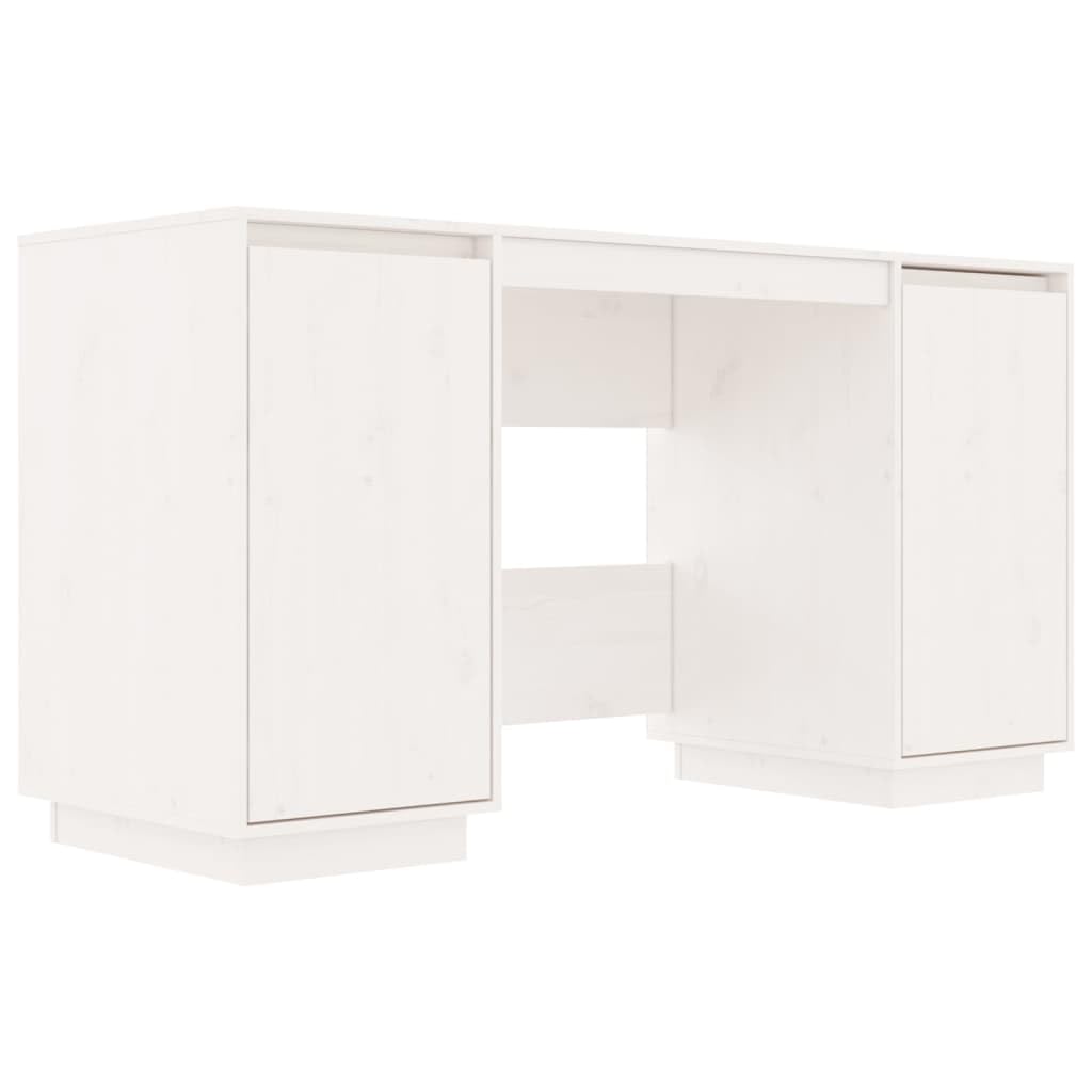 vidaXL Desk White 55.1&quot;x19.7&quot;x29.5&quot; Solid Wood Pine