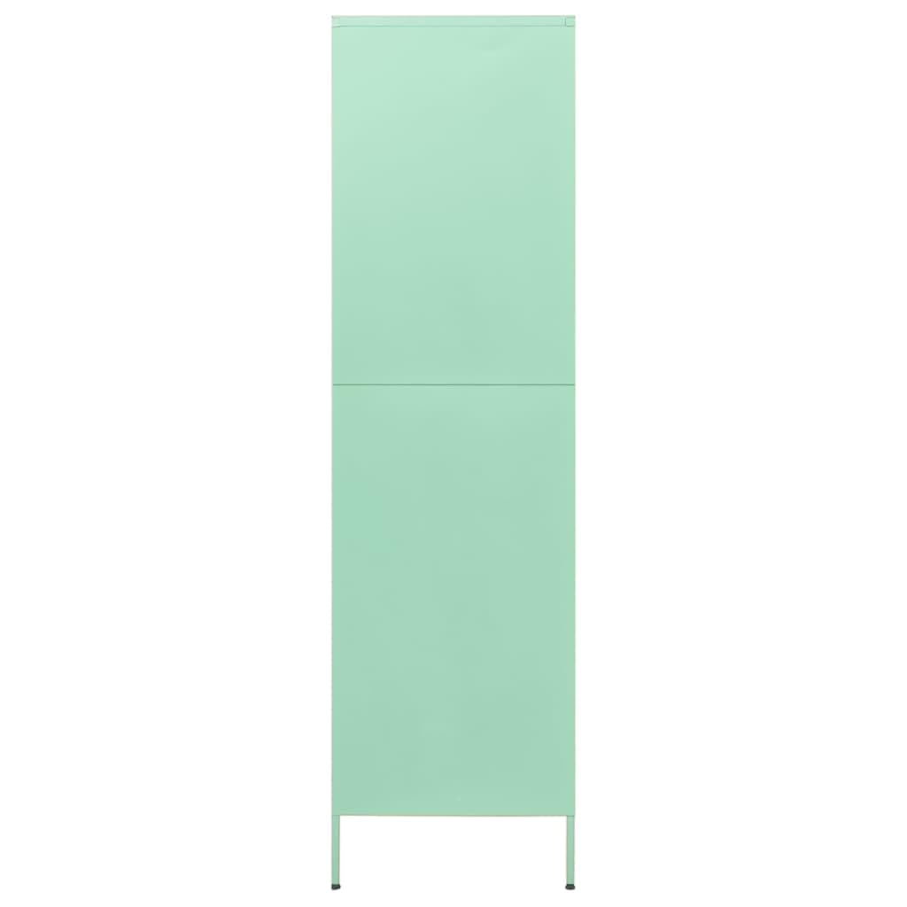 vidaXL Steel Wardrobe - Adjustable Mint Green Storage Cabinet with 4 Shelves, Hanging Rod and Stability Levelers - Durable Industrial Style Clothing Cabinet - Size: 35.4&quot;x19.7&quot;x70.9&quot;