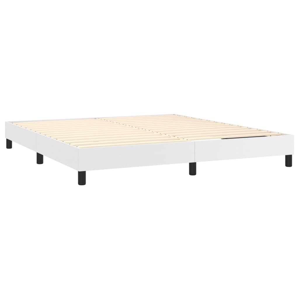 Vidaxl California King Box Spring Bed Frame - Modern Faux Leather In White - Durable Plywood And Engineered Wood Construction – Suitable For 72&quot;X83.9&quot; Mattress
