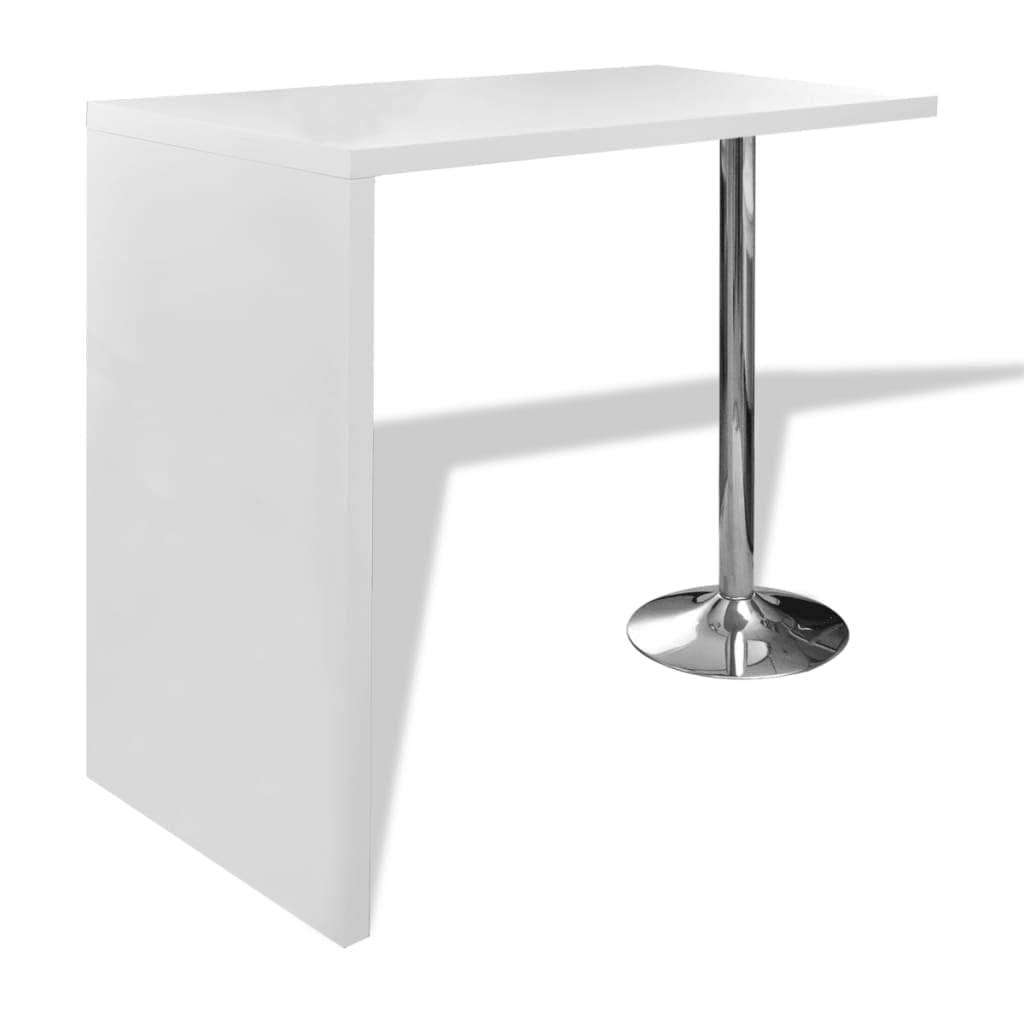 vidaXL High Gloss Bar Table, MDF Top with Sturdy Steel Leg, Contemporary Design, White Dining Room Kitchen Coffee Table, Easy to Clean