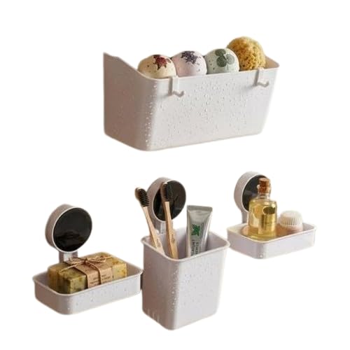 SelfAdhesive Bathroom Shelves Set | 4 Pcs Multipurpose Wall Storage Rack, Soap Stand & Toothbrush Tumbler_Toothbrush Holder3
