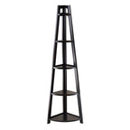 Ergode Wood Adam 5-Tier A-Frame Corner Shelf - Slim & Versatile Design for Family Photos, Plants, and Knick-Knacks - 18.39" W x 12.99" D x 58.03" H - Black