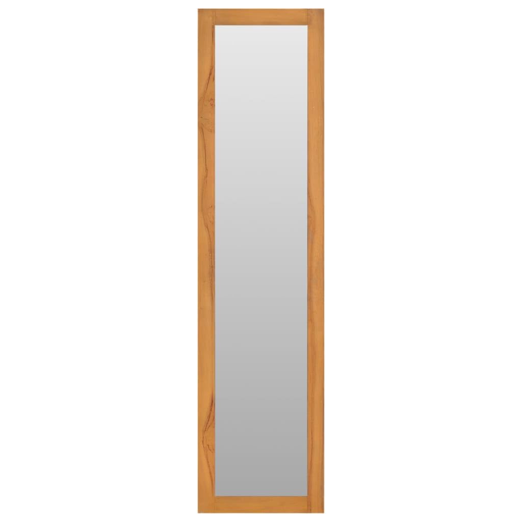 Vidaxl Solid Teak Wood Wall Mirror With Shelves Wooden Mounted Cosmetic Mirror Bedroom Bathroom Home Living Room Indoor Decor Storage