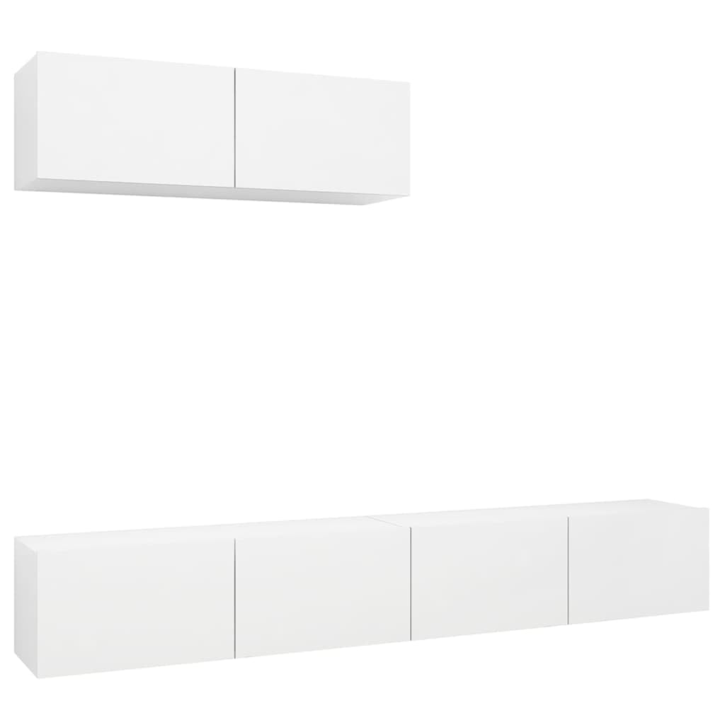 vidaXL 3X TV Cabinets Living Room Furniture Hanging Wall-Mounted TV Cabinet TV Stand Unit Stereo Plasma Cabinet Engineered Wood White