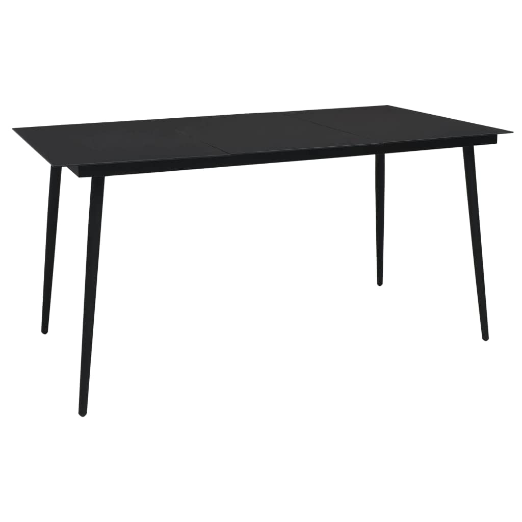 vidaXL Garden Dining Table Black 59.1''x31.5''x29.1'' Steel and Glass