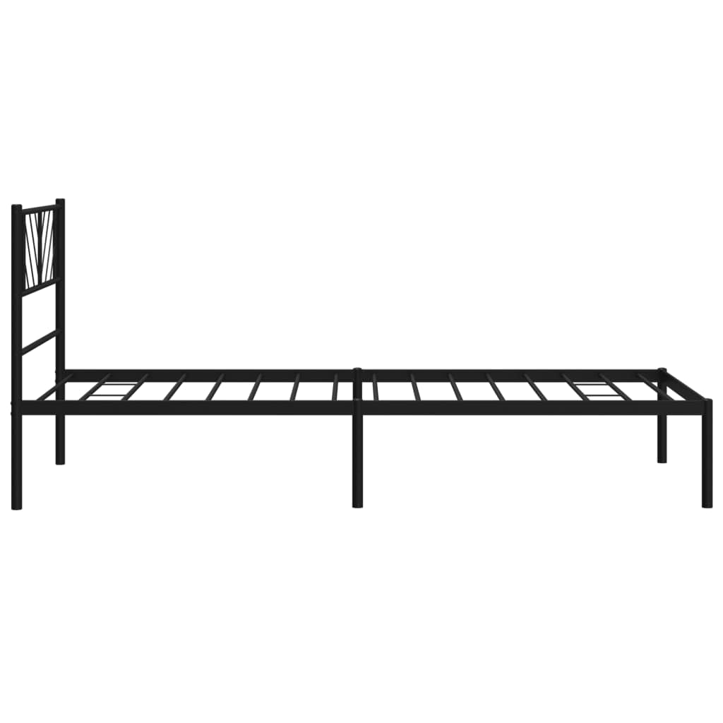vidaXL Steel Metal Bed Frame with Headboard, Single Bed with Underneath Storage Space and Excellent Support, Classic Design in Black – Mattress not Included