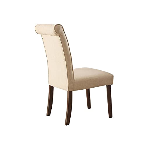 Acme Gasha Wooden Frame Upholstered Side Chair in Beige and Walnut
