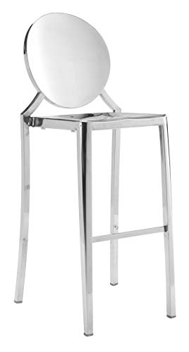 HomeRoots 18.9' x 19.3' x 44.9' Stainless Steel, Polished Stainless Steel, Bar Chair - Set of 2