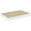 vidaXL Floating Wall Shelf in Oak and White - 15.7 x 9.1 x 1.5 | Durable Honeycomb MDF and Metal Frame | Easy Installation with 