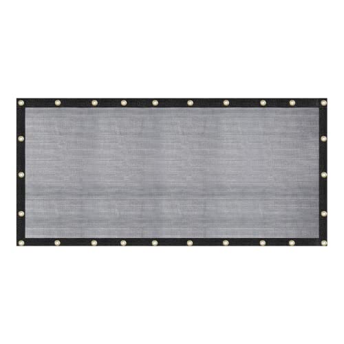 Windscreensupplyco 60-70% 8 Ft X 16 Ft Mesh Tarp/Shade Cloth 9-Needle Knitted Heavy Duty Black With Grommets For Green House, Ga