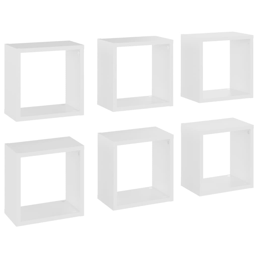 Wall Cube Shelves 6 pcs White 26x15x26 cm