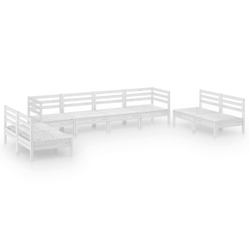 vidaXL- Retro Style 8-Piece Patio Lounge Set, Solid Pinewood, Assembly Required, White, Includes Middle and Corner Sofas