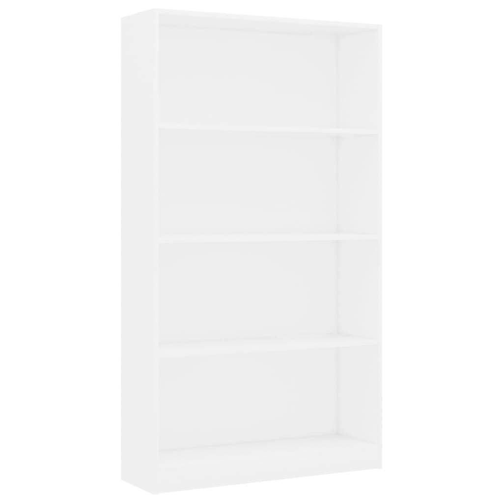 vidaXL Bookshelf, 4-Layer Design Bookcase, Freestanding Display Storage Shelving, Display Shelf for Living Room, Modern, White Engineered Wood