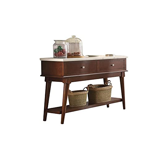 ACME Gasha 2-Drawer Wooden Server with Bottom Shelf in White and Walnut