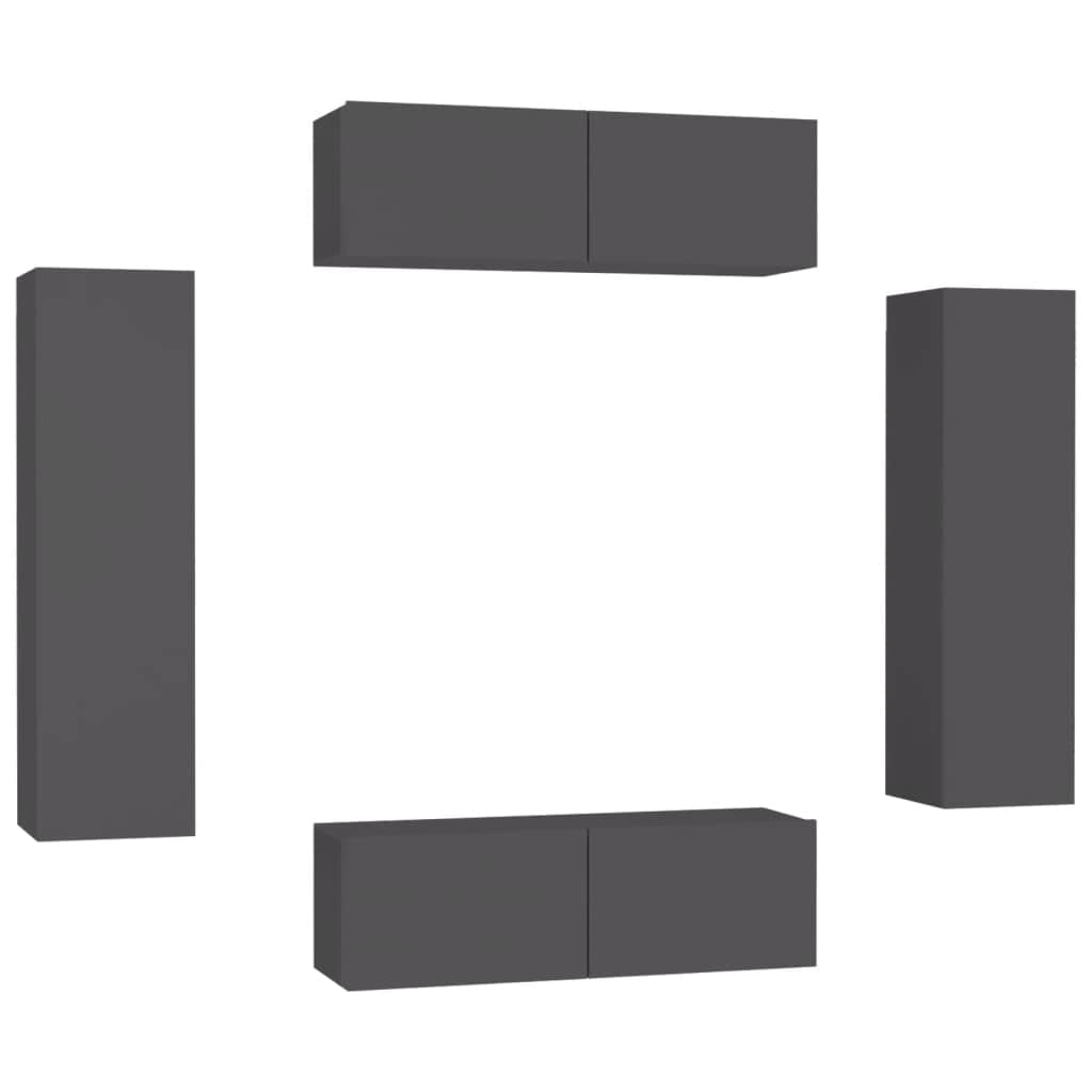 vidaXL TV Cabinet Set 10 Piece Home Living Room Furniture TV Stand HiFi Stereo Cabinet Media Unit Entertainment Center Black Engineered Wood