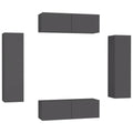 vidaXL TV Cabinet Set 10 Piece Home Living Room Furniture TV Stand HiFi Stereo Cabinet Media Unit Entertainment Center Black Engineered Wood
