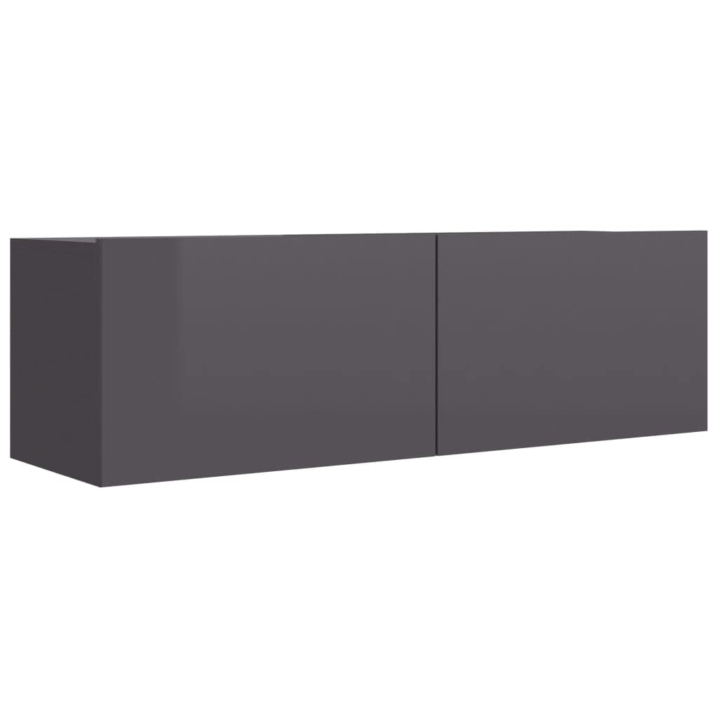 vidaXL TV Cabinet Home Indoor TV Stereo Stand Drawer Chest HiFi Cabinet Furniture High Gloss Gray 39.4&quot;x11.8&quot;x11.8&quot; Engineered Wood