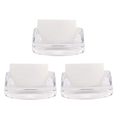Com.Top - Acrylic Card Holder, 3 Pack Of Business Card Holder | Office Supplies, Desk Accessories | Brighten Up Your Table- Clea