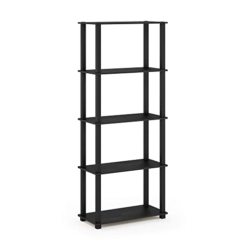 Furinno Turn-N-Tube 5-Tier Multipurpose Shelf / Display Rack / Storage Shelf / Bookshelf, Square Tubes, Americano/Black