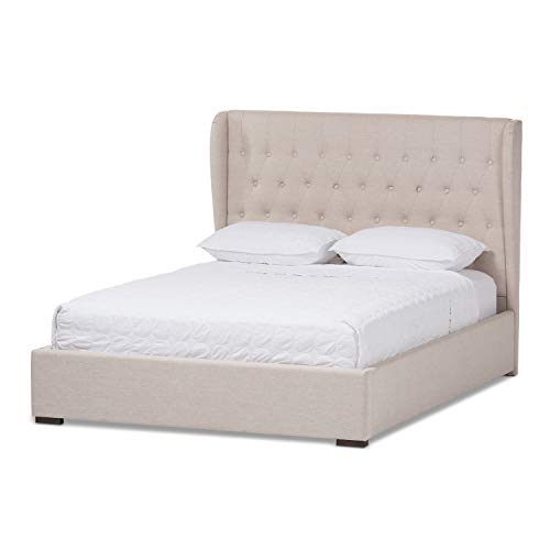 Baxton Studio Penelope Tufted Queen Storage Platform Bed in Beige