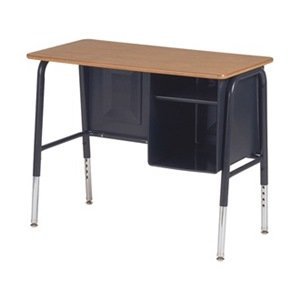 765 Series Laminate Adjustable Height Computer Desk Desk Finish: Medium Oak, Glides: Nylon Glides