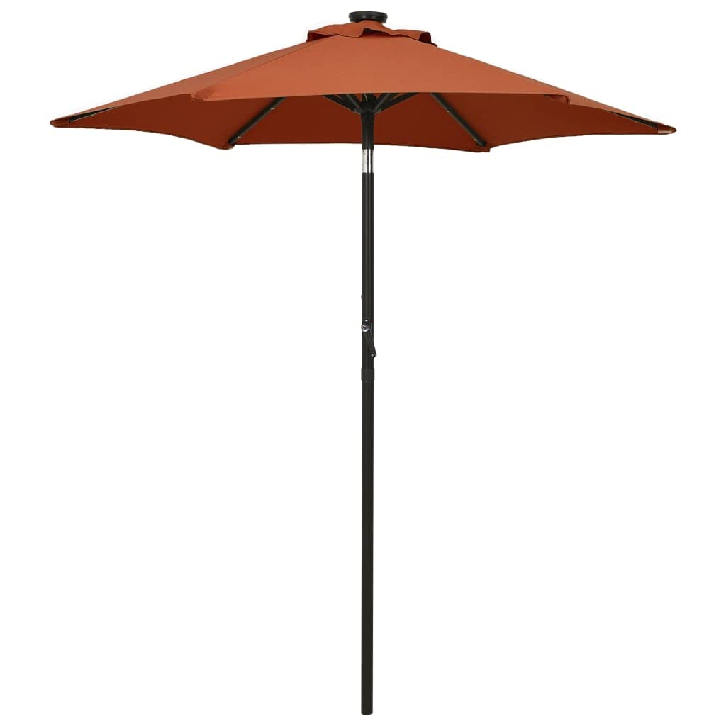 You Buy vidaXL Outdoor Umbrella Parasol with Solar LEDs Tilting Patio Sunshade Shelter Terracotta