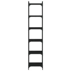 vidaXL 6-Tier Bookcase - Black Metal Frame and Engineering Wood Free-Standing Unit