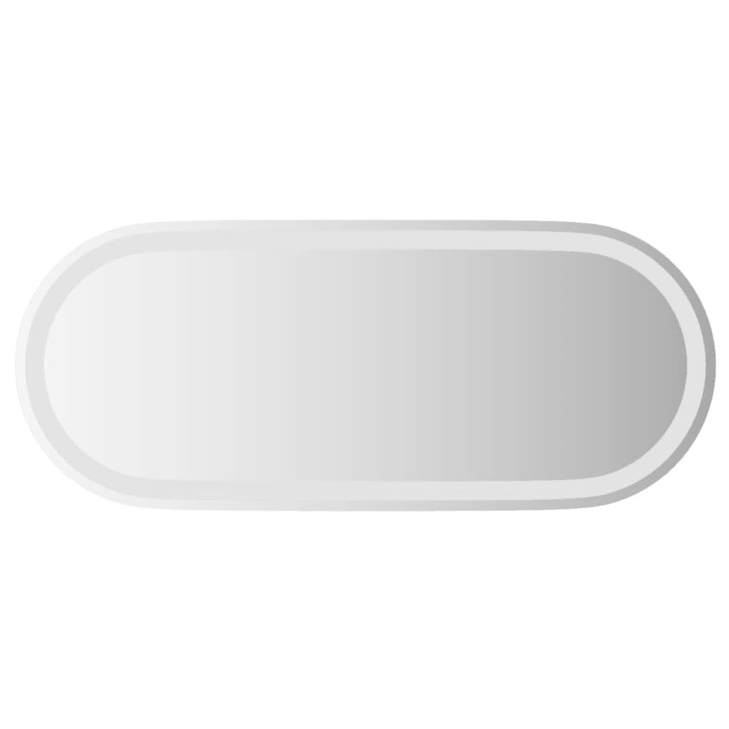 vidaXL LED Bathroom Mirror Oval Transparent Glass 35.4&quot;x15.7&quot;, Wall-Mounted, IP65 Waterproof, Easy Installation with Hooks, USB Interface, Indoor Lighting, Ambience Light