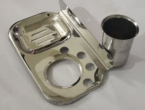 INDOROX Stainless Steel Soap Dish |Soap Stand Case | Soap Holder Dish for Bathroom (Tumbler + Soap Holder)
